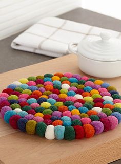 dessous de plat boules laine feutrée